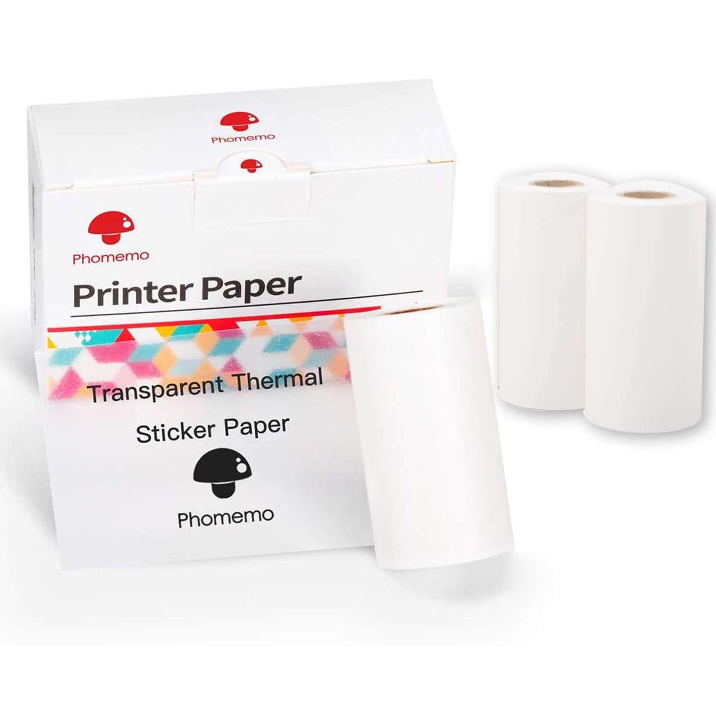 Phomemo Printer Paper - M02/M02Pro/M02S/M03/M03AS/M04S/M04AS Mini Sticker Printer Paper, Transparent/Clear Mini Thermal Pinter Paper - 50mm x 3.5m Self-Adhesive Sticker Paper, 3 Rolls