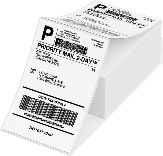 Phomemo 4''x 6'' Étiquettes Thermiques Autocollantes, étiquettes d'expédition, Compatible avec Les imprimantes Thermiques de Bureau, Compatible avec 241bt 520bt Imprimante (500 étiquettes blanc)