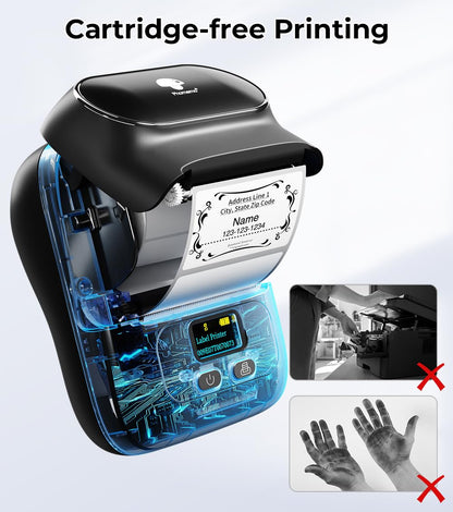 Phomemo Portable Bluetooth Label Maker, Label Maker Machine with Tape Compatible M110 for Barcode, Clothing, Retail, Mailing, Compatible with Android & iOS System Thermal Label Printer, Black