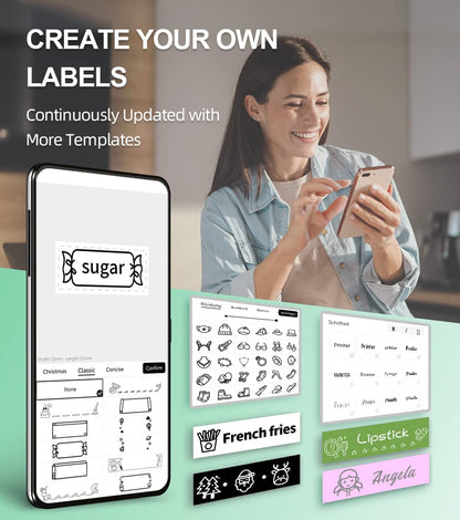 Phomemo P12 Etikettendrucker Bluetooth, Mini labelmaker Beschriftungsger?t selbstklebend, Thermo Etikettierger?t Kompatibel with iOS & Android, labeldrucker f¨¹r Zuhause und das B¨¹ro-Dunkelgr¨¹n