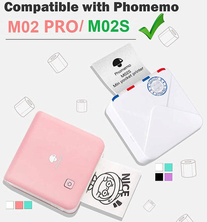 Phomemo Adhesive Thermal Sticker Paper, Semi-Transparent/Transparent/White, for Phomemo M02S/M02 Pro Mini Bluetooth Thermal Pocket Printer, 15mm/25mm Width, 2.5-3.5m Length, 6 Roll