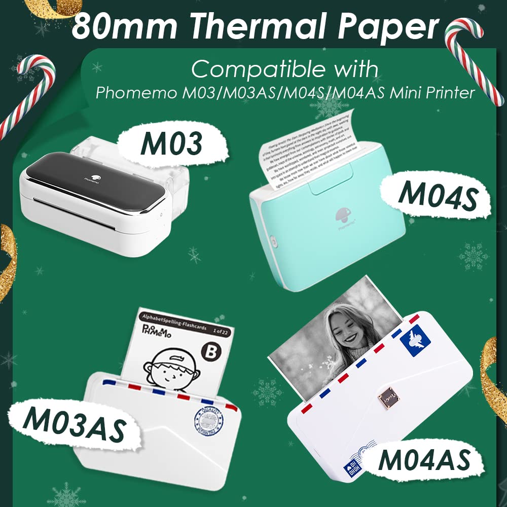 Phomemo Przezroczysty papier do drukarek, 80 mm, kompatybilny z M03/M03AS/M04S/M04AS mini drukarka kieszonkowa, 3 rolki samoprzylepnego przezroczystego papieru termoizolacyjnego, 80 mm x 3,5 m, 3