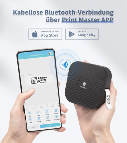 Phomemo Q31 Etikettendrucker, Mini Etikettiergerät Bluetooth, Beschriftungsgerät Selbstklebend 203 DPI für Zuhause, Büro,Thermischer Labeldrucker für iOS & Android, mit 1 Rollenetikett