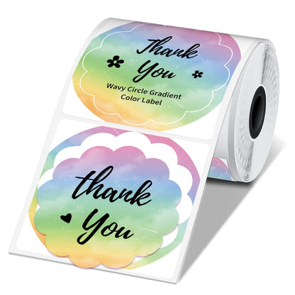 Phomemo Circle Label Wavy Thermal Round Gradient Rainbow Sticker Label Compatible with M110/M110S/M120/M200/M220, 1.96'' x 1.96''(50x50 mm), Purple