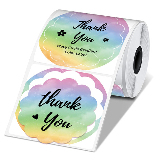 Phomemo Circle Label Wavy Thermal Round Gradient Rainbow Sticker Label Compatible with M110/M110S/M120/M200/M220, 1.96'' x 1.96''(50x50 mm), Purple