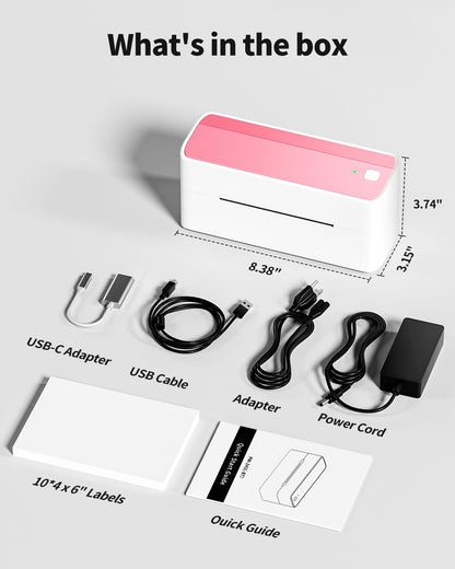 Phomemo Bluetooth Thermal Label Printer 4x6, Shipping Label Printer Desktop Thermal Printer Label Printer Machine, Compatible with Etsy, Shopify, eBay, Amazon, Royal Mail, FedEx, UPS, Pink