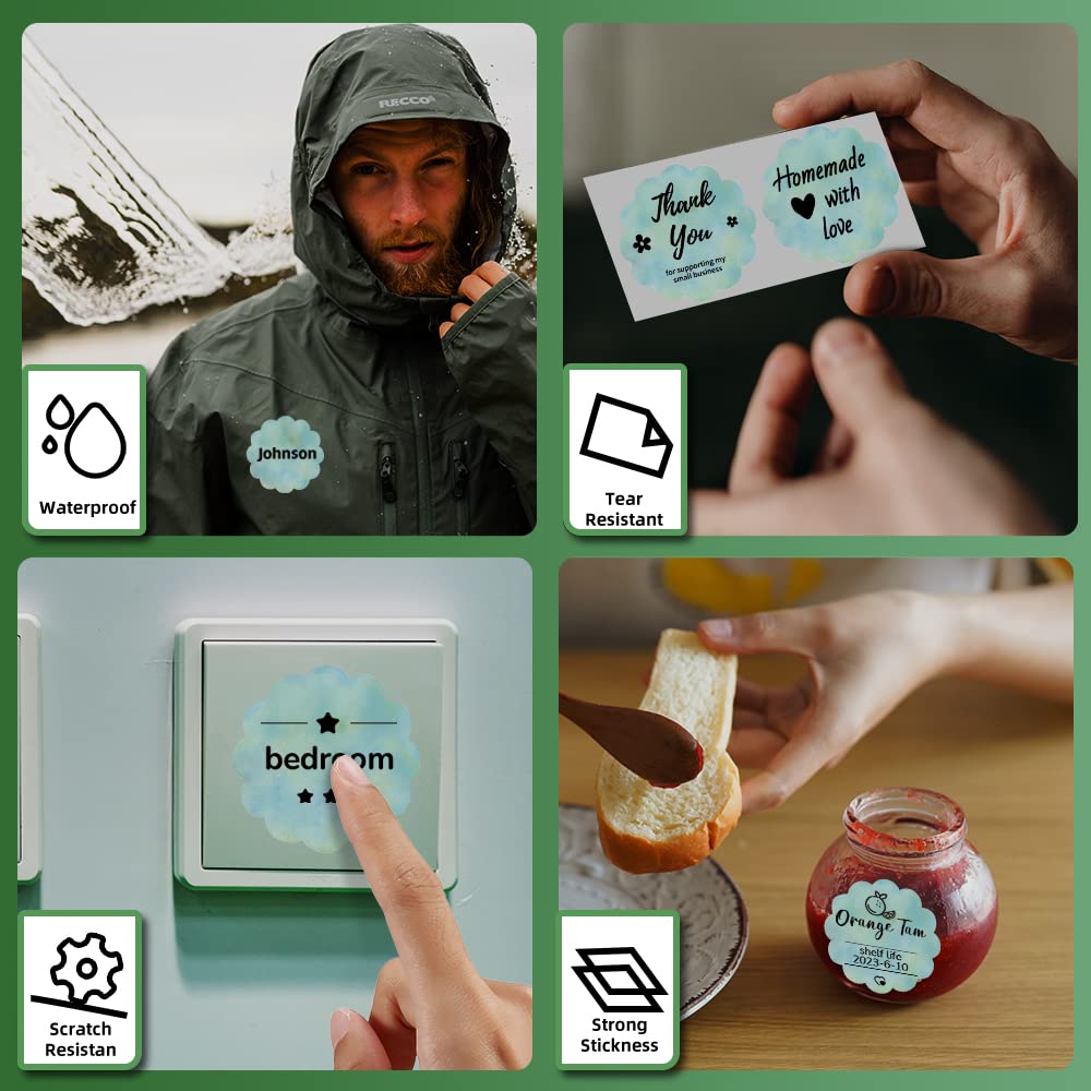Phomemo - Étiquettes rondes ondulées pour M110/M120/M200/M220/M221 - Étiquettes thermiques pour prix, nom, adresse, logo, code-barres - 50 mm x 50 mm - Dégradé vert (1 rouleau de 140 étiquettes)