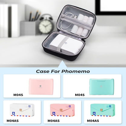 Phomemo Sac d'imprimante, sac portable pour imprimante d'étiquettes M221/M220/M110/M120/M200/M04S/M04AS résistant aux chocs, étanche, sac de support pour imprimante d'étiquettes avec ruban, avec poche