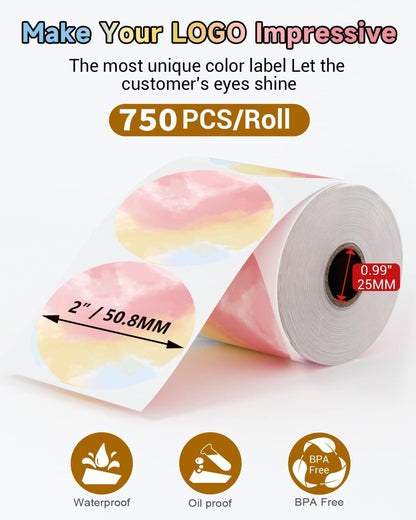 Phomemo 2'' ¨¦Tiquettes Thermiques En Couleur (750pcs) Pour Imprimante D'¨¦Tiquettes D'Exp¨¦Dition 4xL - ¨¦tiquettes autocollantes, compatible avec MUNBYN, Phomemo, Polono, ¨¦tiquettes d'exp¨¦dition sans BPA