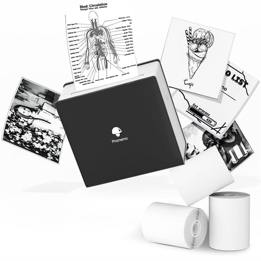 Impresora fotográfica portátil M02, Juego de 3 Rollos de Papel incluidos, Impresora térmica de Bolsillo, pequeña Impresora de Recibos Bluetooth, Compatible con Android, iPhone y iPad para niños,Negro