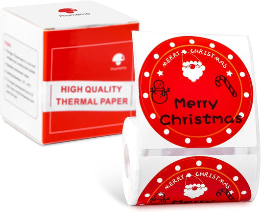 Phomemo Christmas Circle Label for M110/M110S/M120/M200/M220 Label Maker-Clear Printing, Good Adhesive, 50 x 50mm, 1.96'' x 1.96'', Red