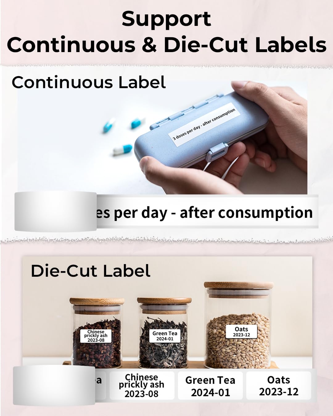 Label Maker Machine- Phomemo D50 Mini Label Maker with Cutter Thermal Label Printer for 3/4'' to 7/8'' Tape, Labeler for Home Organization, School, Office, Gift, Support iOS & Android