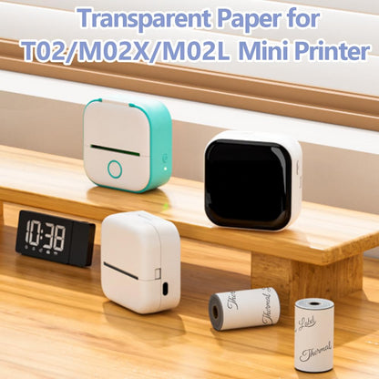 Phomemo T02/M02X/M02L Transparente Aufkleberpapier – 3 Rollen selbstklebendes Thermodruckerpapier, 53 mm x 3,5 m, 10 Jahre Konservierung, Schwarz auf Weiß für Phomemo T02/M02X/M02L Taschendrucker