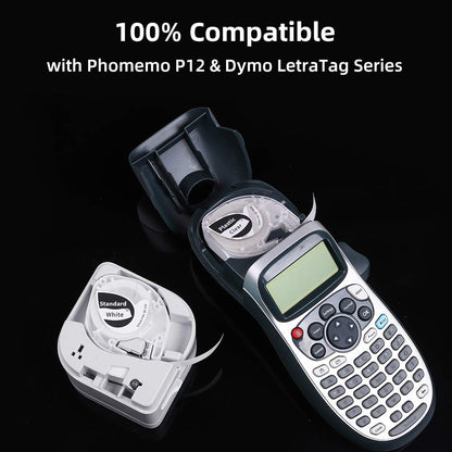 5x Phomemo Kompatibel Etikettenband 12mm x 4m Grau auf Mehrfarbig Hitzebest?ndig Selbstklebend als Ersatz f¨¹r Phomemo P12 Etikettendrucker & Dymo LetraTag LT100H LT100T QX50 XR XM 2000 Plus