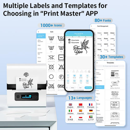 Phomemo M221 Label Maker - Portable Barcode Printer Bluetooth Thermal Label Printer, Label Maker For Business, Office, QR Code, Logos, Jewelry, Retailing, Compatible with Phones & PC System,White