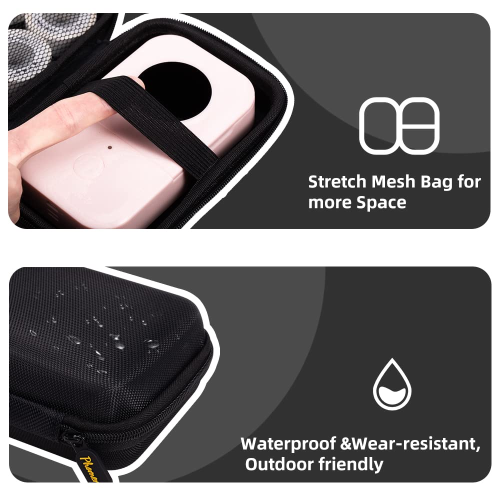 Phomemo D30 D35 Label Marker Black Case with 6 Rolls of Color Combo Set Label Tapes, Waterproof Storage Bag with Black on White Clear Starry Sky Label Tapes, Sticker Thermal Paper Self-Adhesive
