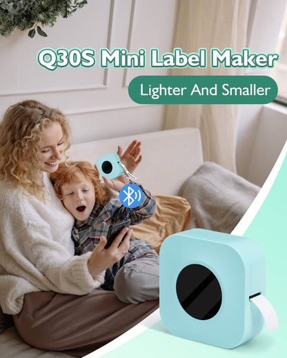 Mini Label Maker-Phomemo Q30S Bluetooth Small Label Maker Machine, Handheld Label Maker Wireless Thermal Labeler Printer, for Home Office Organization, Green