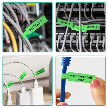 Phomemo tags M110 M120 M200 M220 M221 tags, Build Jewelry Tags, Water Cutter Cable Tags, Award Tags, Terminal Tags, 25mm*38mm + 40mm, 100 Tags/Roll, Green