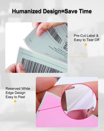Phomemo 4x6 Thermal Label Printer Paper - 500 PCS 4''x6'' Fan-Fold Labels Green Shipping Supplies Labels - Water/Oilproof Label Stickers - Permanent Adhesive 4x6 Thermal Printer Labels Paper for Printer