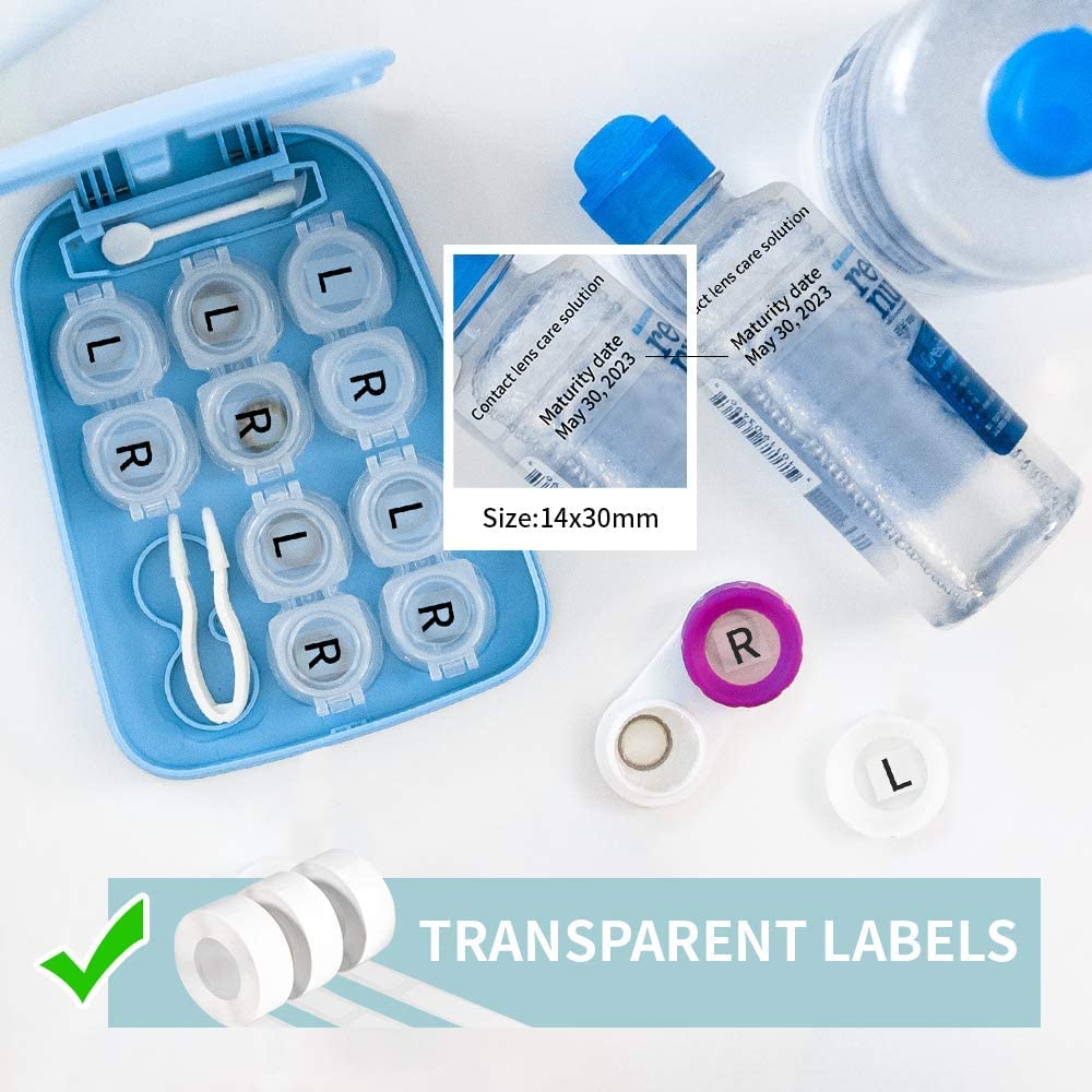 Phomemo D30 Label 14¡Á30mm Transparent Adhesive Thermal Label, 210 Labels/Per Roll, 3roll, Used for Kitchen Marking, Expiration Date, File Classification and so on