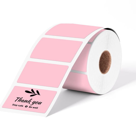 Phomemo Pink Labels- 2.25''x1.25'' Thermal Square Pink Color Label for Barcode Label, DIY Logo Design, Small Business, Compatible with Most of Shipping Label Printers, 1000pcs/Roll