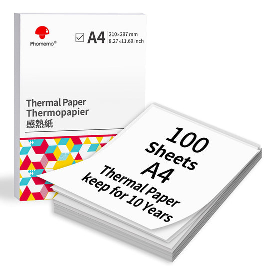 Phomemo A4 Thermal Paper, Thermal Printer Paper for Portable Printer, Compatible with M08F-Letter, M08F M832,M833, M834,M835 Brother Letter Thermal Printer, 8.27''¡Á11.69'' Size, 100 sheets