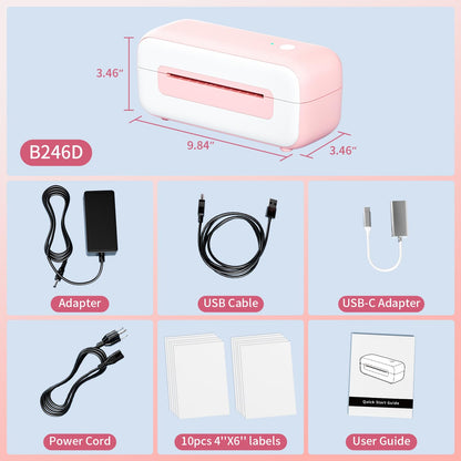 Phomemo Thermal Shipping Label Printer, 4x6 Desktop Thermal Label Printer for Shipping Packages/Small Business/Office/Home, Widely Used for Amazon, Ebay, Shopify, Etsy, UPS, FedEx - Pink (USB Only)