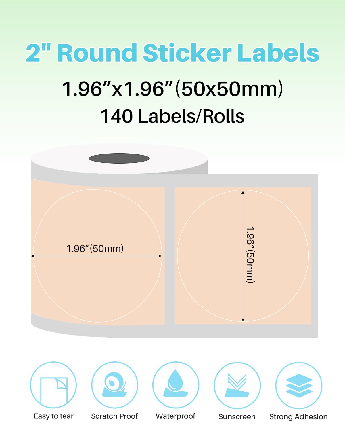 Phomemo 3 Rotoli Etichette Rotonde Per Stampante M110/M221/M220/M120/M200, 50 X 50mm Etichetta Circolare Rotonda Per Etichette, Adatto Per Ufficio, Famiglia, Scuola, Nome, 140 Etichette/Rotolo, Cachi