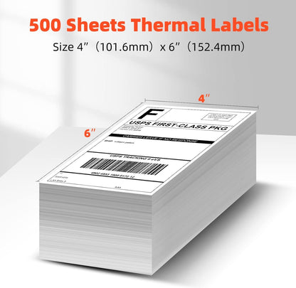 Phomemo Versandaufkleber 4¡Á6 DHL Etiketten, Thermopapier Versandetiketten f¨¹r Labeldrucker Wasserfester Etiketten Papier (Wei? 500 St¨¹ck)