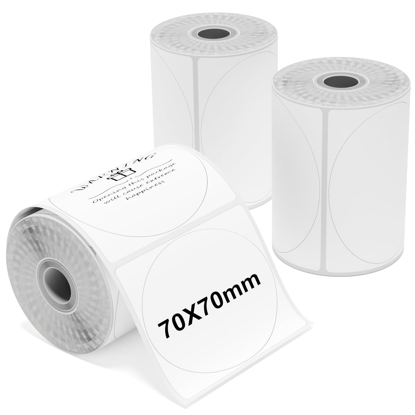 Phomemo 3 Rollen M200 Runde Etiketten,2.76''' x 2.76''（70x70 mm） Selbstklebende Runde Etiketten, Kompatibel mit Phomemo M220/M221/M200 Etikettendrucker, 110 Etikett/Rolle, 3 Rollen Runde Etiketten