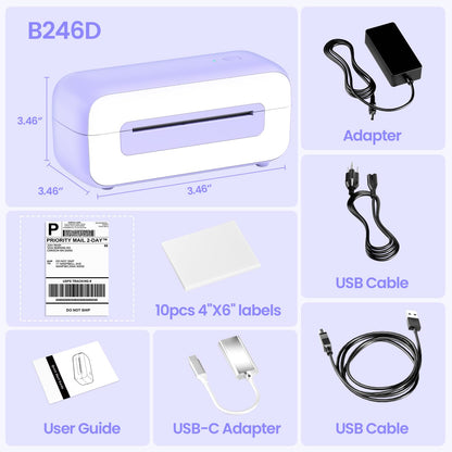 Phomemo Thermal Shipping Label Printer, 4x6 Desktop Thermal Label Printer for Shipping Packages/Small Business/Office/Home, Widely Used for Amazon, Ebay, Shopify, Etsy, UPS, FedEx - Purple