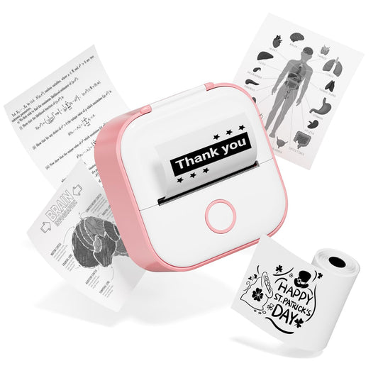 Phomemo T02 printer, mini-sticker, fotoprinter voor mobiele telefoons, thermische printer voor smartphone, 203 dpi handstickerprinter, sticker bluetooth-printer voor organizer, tieners, preppy