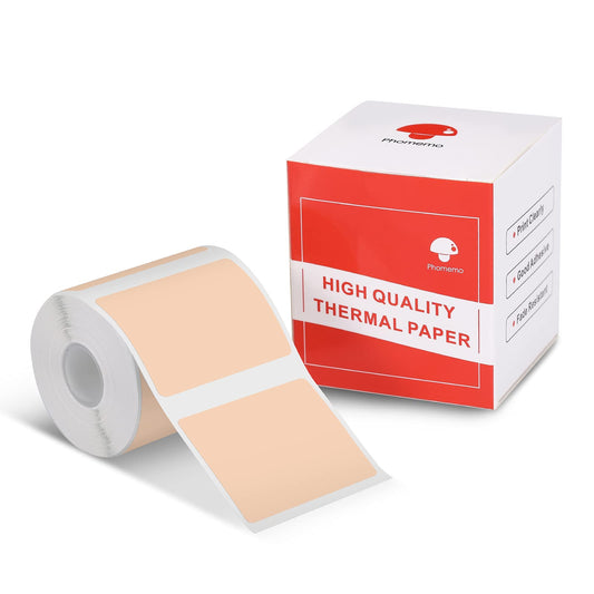 Phomemo Sticker Label M110/M221/M220/M120/M200/M110S Thermal Label- Black on Khaki 1.57''x1.18''(40x30mm) for Small Business, Home, Office, 230 Labels/Roll
