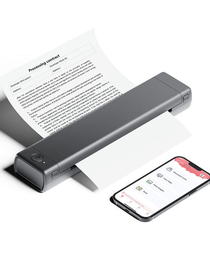 Phomemo Portable Drucker, M08F Bluetooth Mobile Tragbarer Drucker A4 unterst¨¹tzen 210x297mm A4 Thermopapier, Wireless No-Ink Reisedrucker, kompatibel mit Android und iOS f¨¹r Unterwegs & Laptop