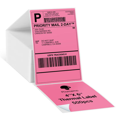 Phomemo 4x6 Thermal Direct Shipping Label Rose- 4''x 6'' Fan-Fold Labels-for Shipping Labels, Product Logo Labels, 500pcs