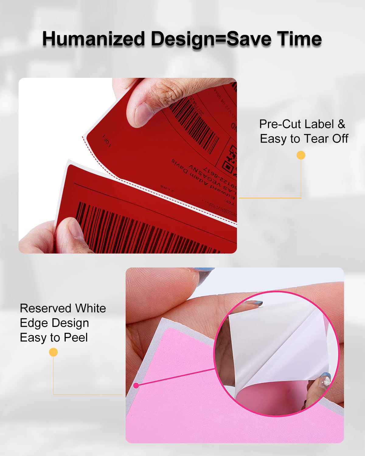 Phomemo 4x6 Thermal Label Printer Paper - 500 PCS Red 4''x6'' Fan-Fold Labels Shipping Supplies Labels - Water/Oilproof Label Stickers - Permanent Adhesive 4x6 Mailing Labels Paper for Thermal Printer
