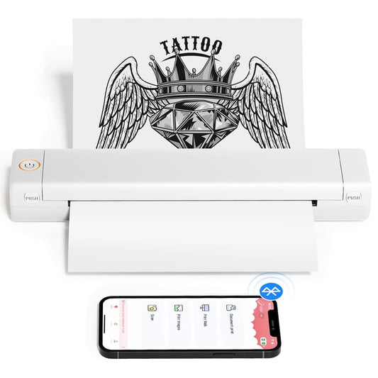 Phomemo Portable Printers Wireless for Travel, Thermal Tattoo Stencil Printer for Office, Home, Business, M08F-A4 Bluetooth Inkless Printer for A4 Size, Compatible with Smartphone & Laptop