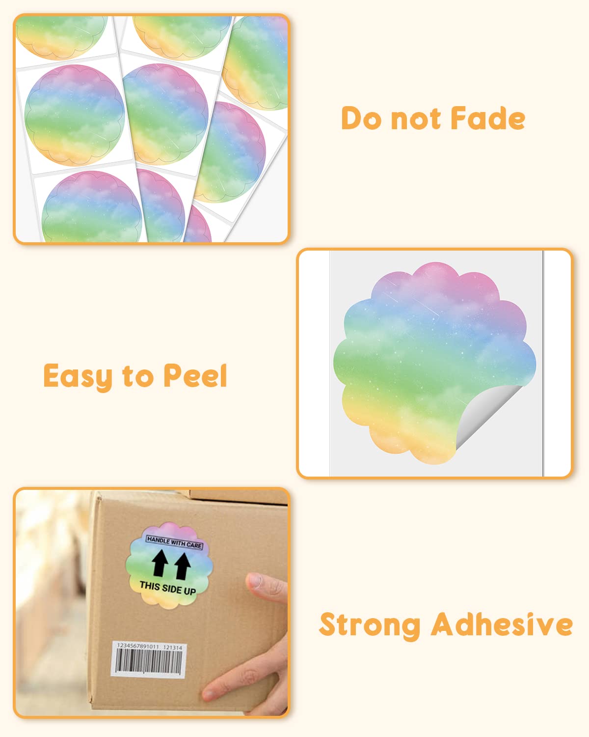 Phomemo 2'' Wavy Thermal Labels, Self-Adhesive Flower Sticker Label, Circular Direct Thermal Label for Thanks Card, Logo, Name, Price, Address, QR Code, 500 Labels, Multicolor Gradient