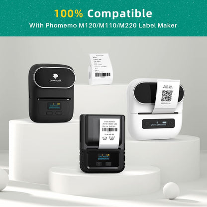 Phomemo 3 Rolls M120/M220/M110 Thermal Label Paper 1.57'' x 2.36'' (40x60mm), Square Self-Adhesive Barcode&Address Label,130 Labels/Roll, Black on White