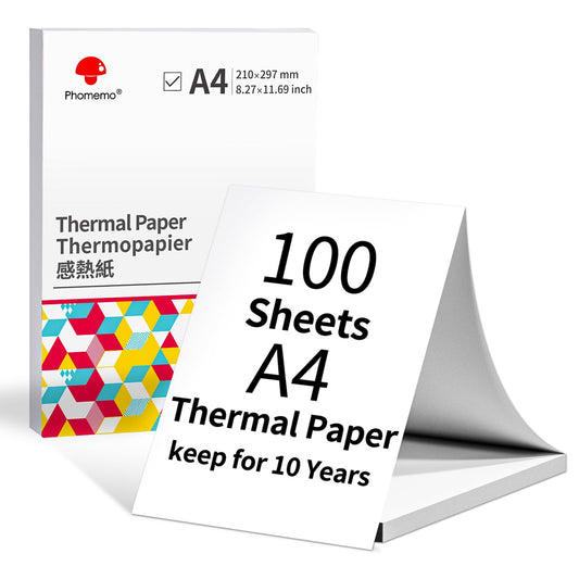 Phomemo A4 Thermal Paper, M832 Thermal Printer Folding Paper, Compatible with M08F-Letter M832 M833 M834 M835 HRPT MT800 Thermal Paper, 8.27''¡Á11.69'' Size, 100 Sheets