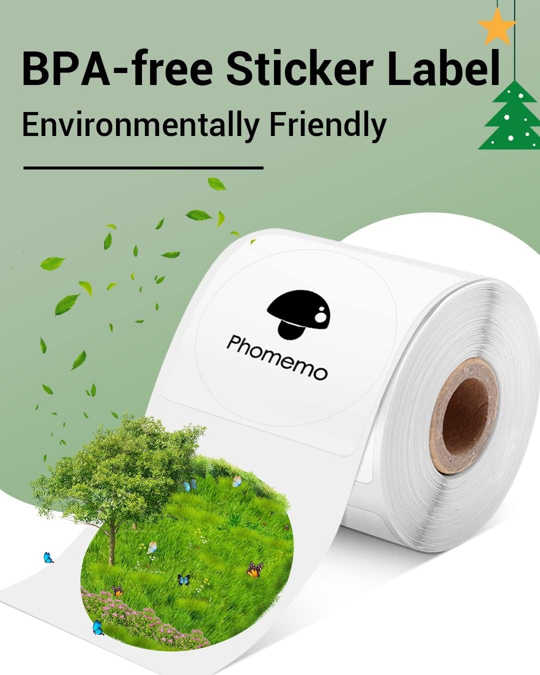 Phomemo Thermal Sticker Labels- 2.75''x3.14''(70x80mm) Thermal Label for M221/M220/M200, for Barcode/Address/Mailing/Logo/Business/Home Tag, Black on White