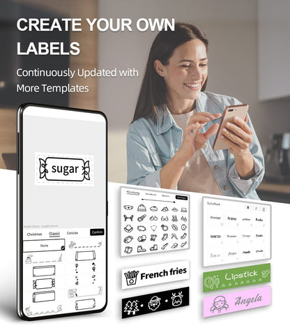 Phomemo P12 Etikettendrucker, Mini Beschriftungsgerät Bluetooth, Etikettiergerät Selbstklebend Kompatibel with iOS & Android Phone, Thermotransfer-Labeldrucker für Zuhause, Büro