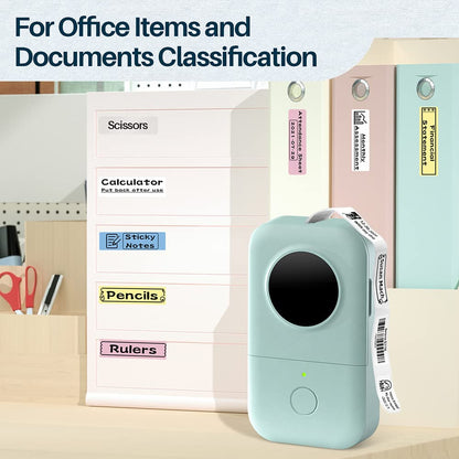Label Machine - Mini Bluetooth Label Machine, D30 Sticker Machine, Thermal Label Printer, for iOS and Android, with 12x40mm White Label, Green