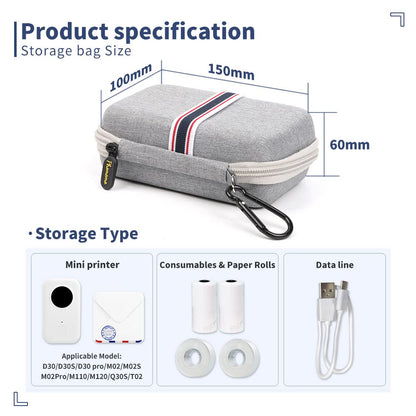 Label Printer Case Hard Carry Case Compatible with Phomemo D30/Q30S/M02/M110/M02S/T02 Label Printer, Label Maker Labeler Storage Holder