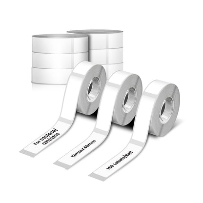 Phomemo 9 rouleaux d'étiquettes thermo adhésives,12 mm * 40 mm,compatible avec Phomemo D30 l'imprimante d'étiquettes,Pour la maison, l'école,160 pièces/rouleau,9 rouleaux(étiquette blanche)