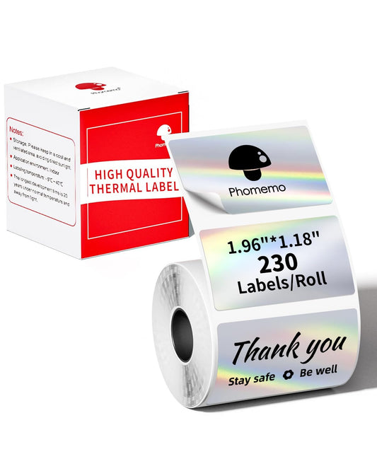 Phomemo Thermal Labels Gradual Thermal Color Stickers,1.57'' x 1.18'' Self-Adhesuve Multi-Purpose Labels for DIY Barcode,Address,Gift Tags,Compatible with M220 M110 M120 M221 M200 Label Maker Printer