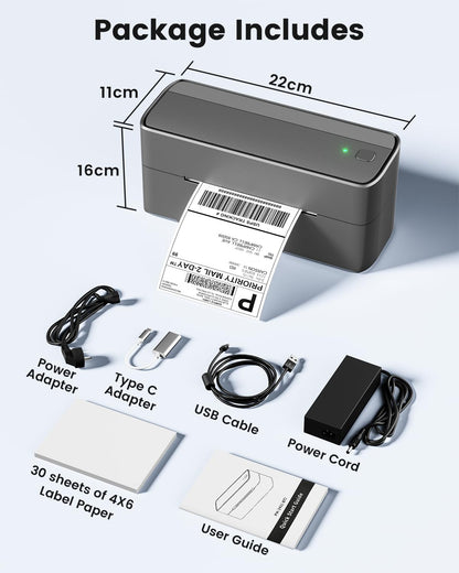 Phomemo 241BT DHL Etikettendrucker 4x6, Bluetooth Thermo Ettikettendruc?er, Labeldrucker f¨¹r Barcode Versandetiketten Kompatibel mit Ebay, Amazon, Etsy, Shopify, UPS, Gray