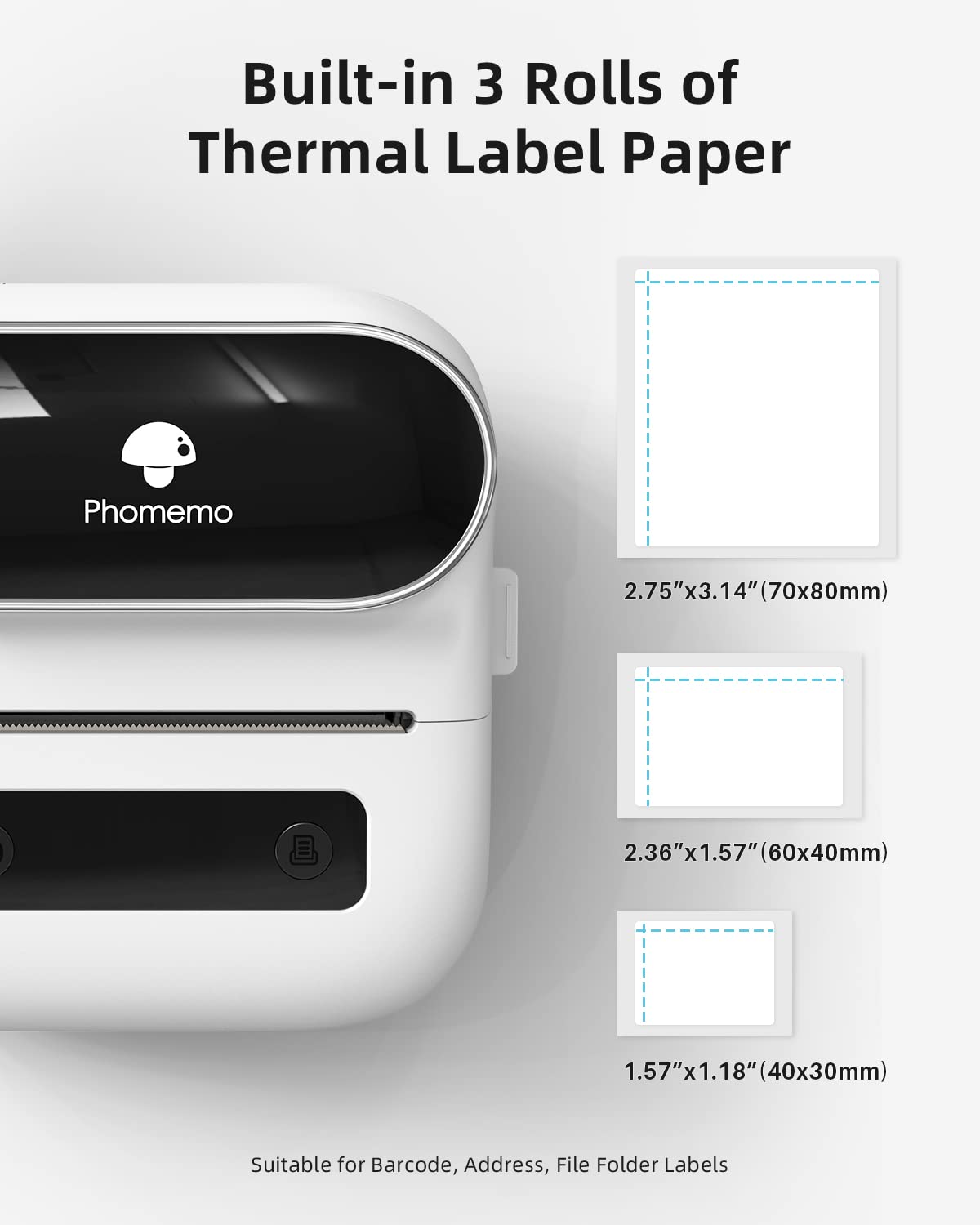 M220 Label Maker, Phomemo New Flagship 3.14 Inch Bluetooth Portable Thermal Label Printer for Barcode, Address, Labeling, Mailing, File Folder Label, Easy to Use, Support Phone&PC, With 3 Coiled Label