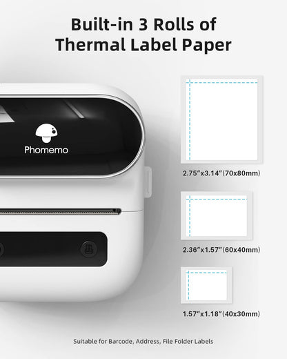 M220 Label Maker, Phomemo New Flagship 3.14 Inch Bluetooth Portable Thermal Label Printer for Barcode, Address, Labeling, Mailing, File Folder Label, Easy to Use, Support Phone&PC, With 3 Coiled Label
