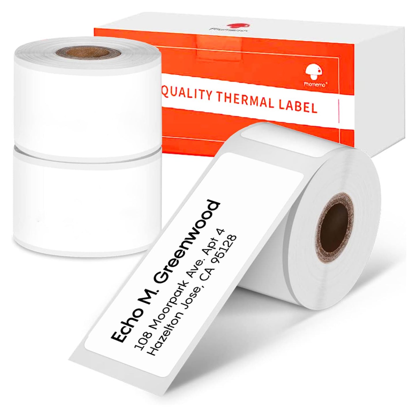 [3x130 pcs] Phomemo Address Labels, 0.98''x2.64'' (25x67mm) M110/ M220/ M221/ M120/ M200 Labels, White, 130 Labels/Roll, 3 Rolls, Multi-Purpose Adhesive Thermal Phomemo Original Labels